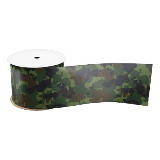 Groene Camouflage Camo Leger Militair Bruin Satijnen Lint (Spoel)
