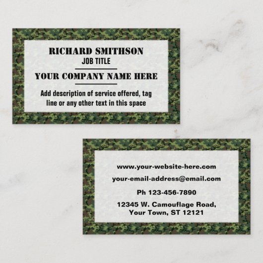 Groene Camouflage Camo Pattern Visitekaartje (Voorkant / Achterkant)