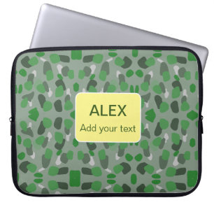 Groene camouflage camo voeg naam tekst school coll laptop sleeve