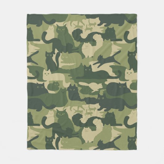 Groene Camouflage Cats Pattern Cool Kitty Cats Cam Fleece Deken (Voorkant)