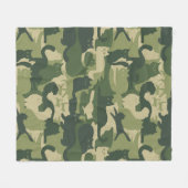 Groene Camouflage Cats Pattern Cool Kitty Cats Cam Fleece Deken (Voorkant (Horizontaal))