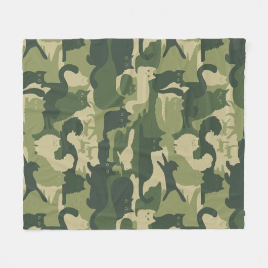 Groene Camouflage Cats Pattern Cool Kitty Cats Cam Fleece Deken (Voorkant (Horizontaal))
