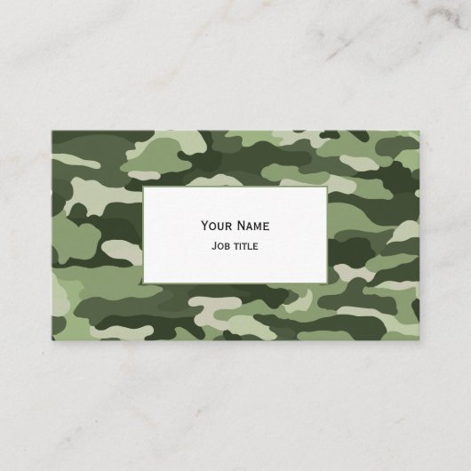 Groene Camouflage (effen wit) Visitekaartje (Voorkant)