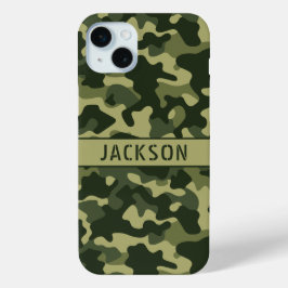 Groene Camouflage Gepersonaliseerd iPhone 15 Mini Hoesje