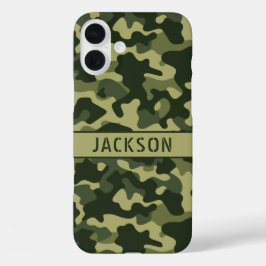 Groene Camouflage Gepersonaliseerd iPhone 16 Plus Hoesje