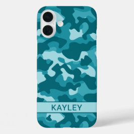 Groene Camouflage Gepersonaliseerd iPhone 16 Plus Hoesje
