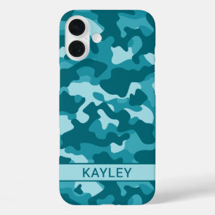 Groene Camouflage Gepersonaliseerd iPhone 16 Plus Hoesje