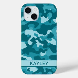 Groene camouflage gepersonaliseerd iPhone 15 case
