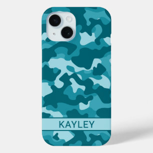 Groene camouflage gepersonaliseerd iPhone 15 case