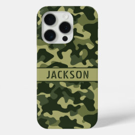 Groene Camouflage Gepersonaliseerd iPhone 15 Pro Case