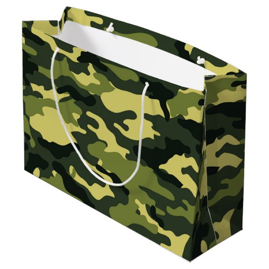 Groene camouflage Grote Gift Bag Large Cadeautasje (Achterkant Gekanteld)