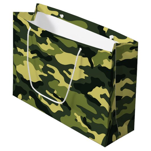 Groene camouflage Grote Gift Bag Large Cadeautasje (Voorkant Gekanteld)