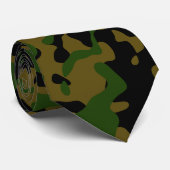 Groene camouflage in zwart en olijf stropdas (Opgerold)