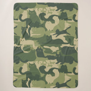 Groene Camouflage Katten Patroon Koele Kitty Katte Sherpa Deken