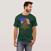 Groene camouflage kerstboom met Amerikaanse vlag T-shirt (Voorkant volledig)