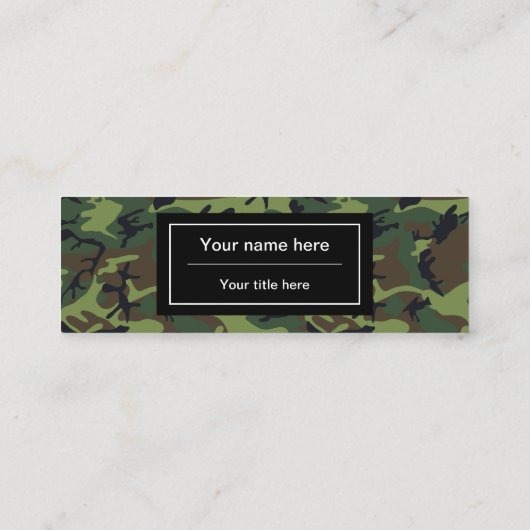 Groene camouflage, leger, leger mini visitekaartje (Achterkant)