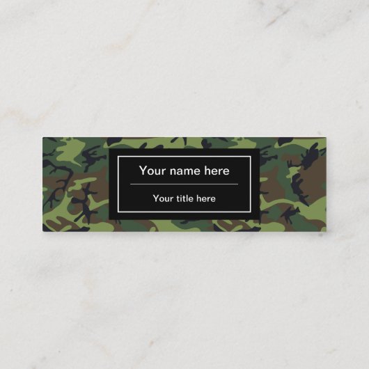 Groene camouflage, leger, leger mini visitekaartje (Achterkant)