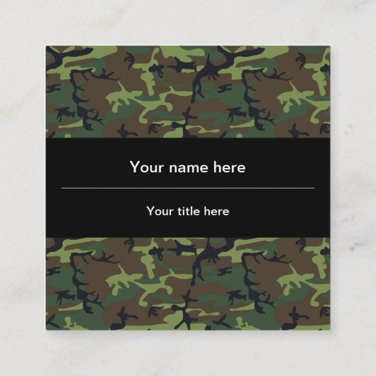 Groene camouflage, leger, leger vierkante visitekaartje (Achterkant)