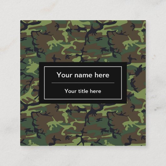 Groene camouflage, leger, leger vierkante visitekaartje (Achterkant)