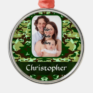 Groene camouflage metalen ornament