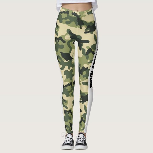 Groene camouflage PERSONALISEREN Leggings (Voorkant)