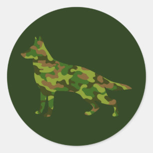 Groene camouflage van het Duitse Shepard-leger Ronde Sticker