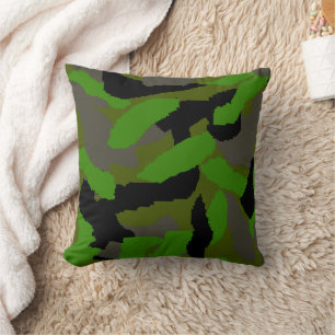 Groene camouflageontwerp kussen