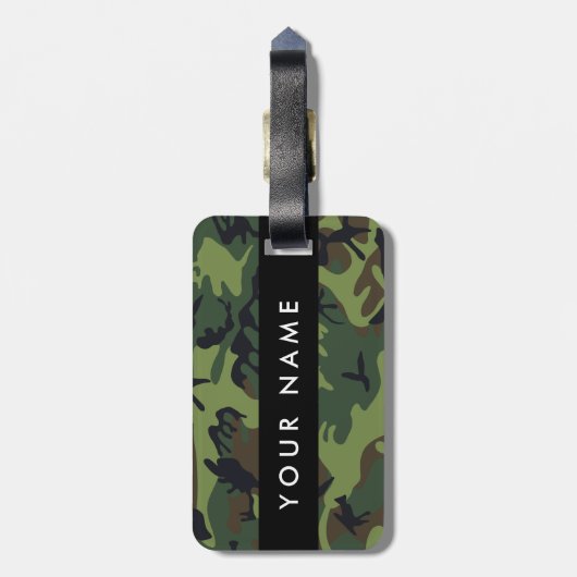 Groene camouflagepatroon, Jouw naam, personalisere Bagagelabel (Achterkant verticaal)