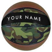 Groene camouflagepatroon, Jouw naam, personalisere Basketbal (Voorkant)