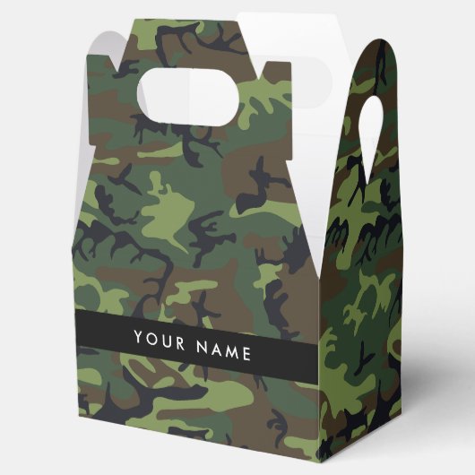 Groene camouflagepatroon, Jouw naam, personalisere Bedankdoosjes (Geopend)