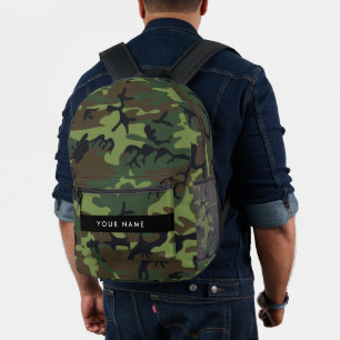 Groene camouflagepatroon, Jouw naam, personalisere Bedrukte Rugzak