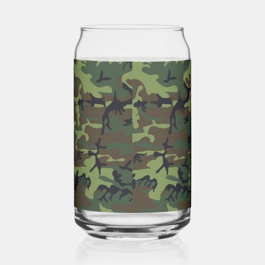 Groene camouflagepatroon, Jouw naam, personalisere Blikvorm Glas (Rechts)