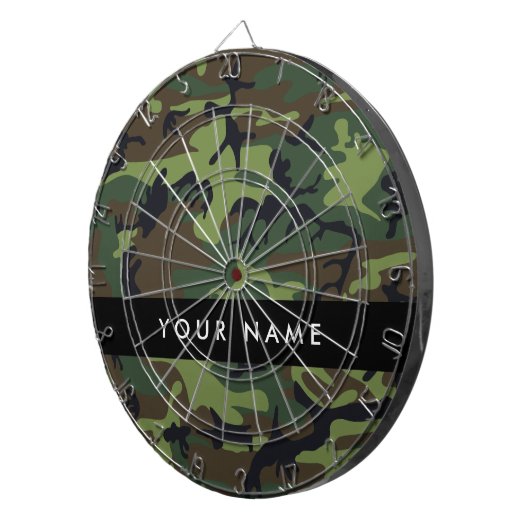 Groene camouflagepatroon, Jouw naam, personalisere Dartbord (Voorkant Rechts)