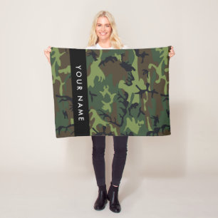 Groene camouflagepatroon, Jouw naam, personalisere Fleece Deken