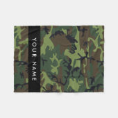 Groene camouflagepatroon, Jouw naam, personalisere Fleece Deken (Voorkant (Horizontaal))