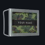 Groene camouflagepatroon, Jouw naam, personalisere Gesp<br><div class="desc">Elegant,  stijlvol en verfijnd camouflagepatroon in groen en bruin. Modern en trendy cadeau,  perfect voor de militaire minnaar in je leven. Personaliseer door jouw naam,  bijnaam,  monogram of initialen toe te voegen.</div>