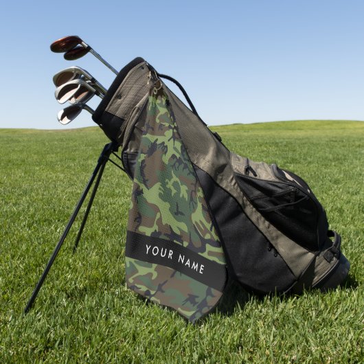 Groene camouflagepatroon, Jouw naam, personalisere Golfhanddoek (Groen)