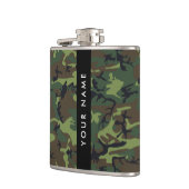 Groene camouflagepatroon, Jouw naam, personalisere Heupfles (Links)