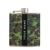 Groene camouflagepatroon, Jouw naam, personalisere Heupfles (Voorkant)