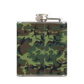 Groene camouflagepatroon, Jouw naam, personalisere Heupfles (Achterkant)