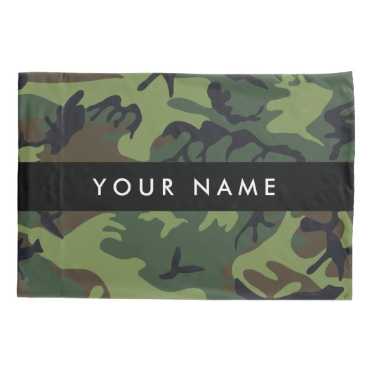 Groene camouflagepatroon, Jouw naam, personalisere Kussensloop (Achterkant)