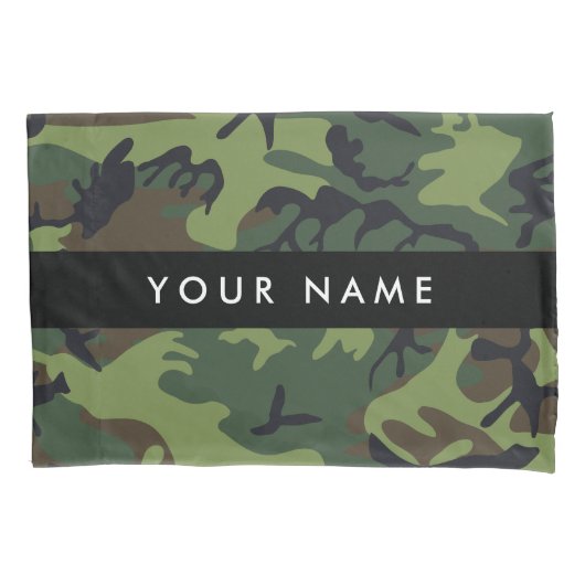 Groene camouflagepatroon, Jouw naam, personalisere Kussensloop (Voorkant)