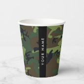 Groene camouflagepatroon, Jouw naam, personalisere Papieren Bekers (Voorkant)