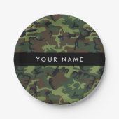 Groene camouflagepatroon, Jouw naam, personalisere Papieren Bordje (Voorkant)