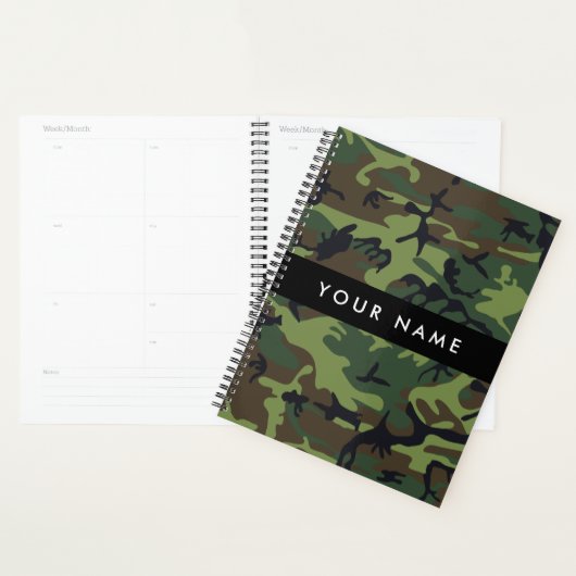 Groene camouflagepatroon, Jouw naam, personalisere Planner (Display)