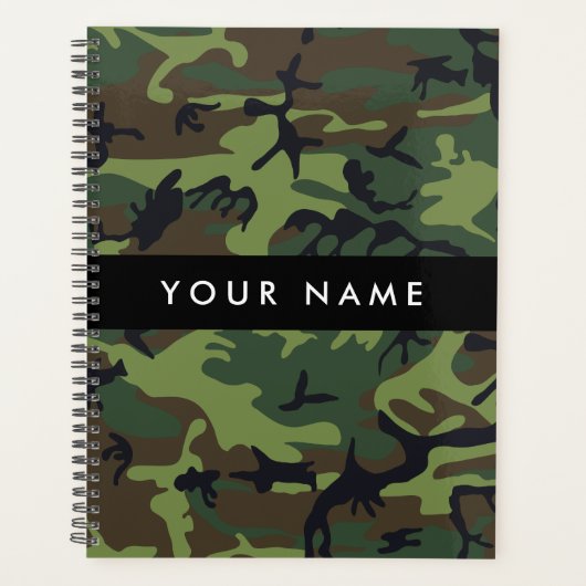 Groene camouflagepatroon, Jouw naam, personalisere Planner (Voorkant)