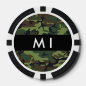 Groene camouflagepatroon, Jouw naam, personalisere Poker Chips (Voorkant)