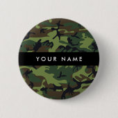 Groene camouflagepatroon, Jouw naam, personalisere Ronde Button 5,7 Cm (Voorkant)