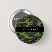 Groene camouflagepatroon, Jouw naam, personalisere Ronde Button 5,7 Cm (Voorkant /achterkant)