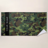 Groene camouflagepatroon, Jouw naam, personalisere Strandlaken (Voorkant)